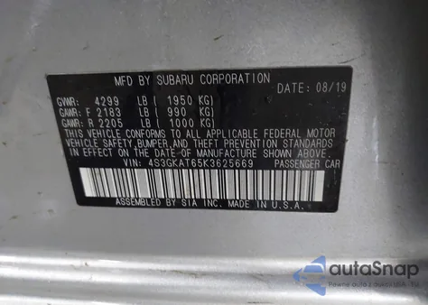 2019 Subaru Impreza 2.0I Limited z USA, uszkodzony, nr VIN 4S3GKAT65K3625669